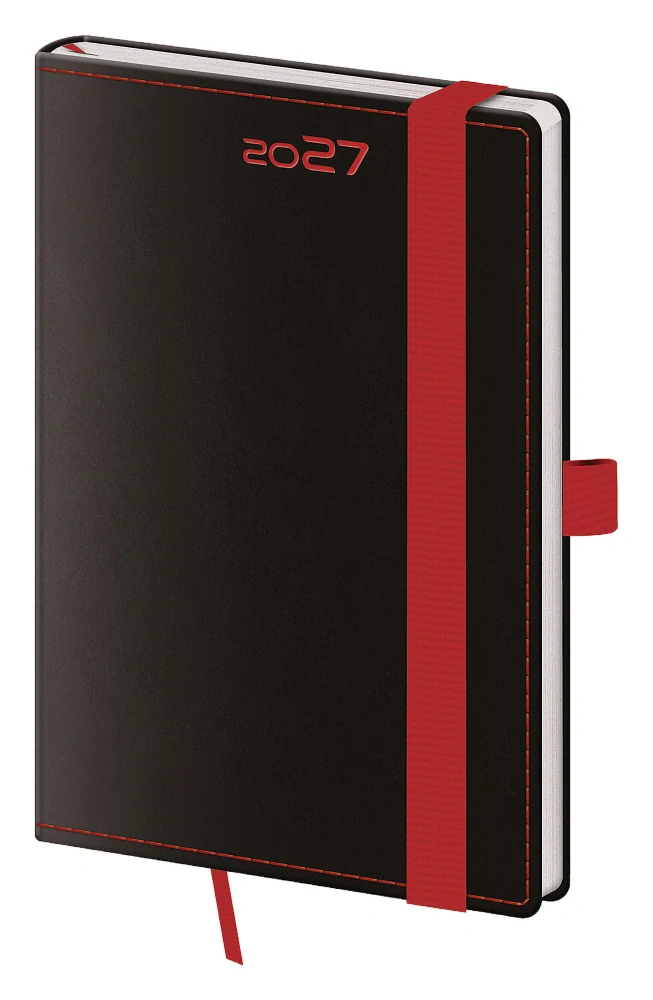 Diář týdenní kapesní A6 Black Red
