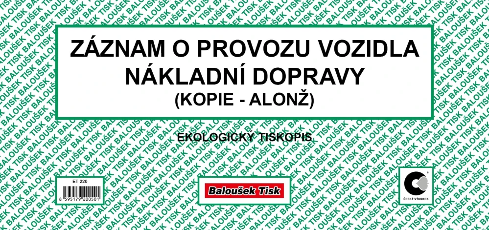 Záznam o provozu vozidla nákladní dopravy ET220