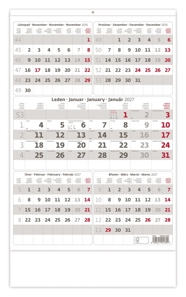 Kalendář nástěnný Pětiměsíční N212