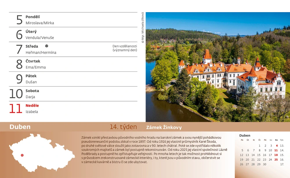 Kalendář stolní 55 turistických NEJ Čech, Moravy a Slezska S24