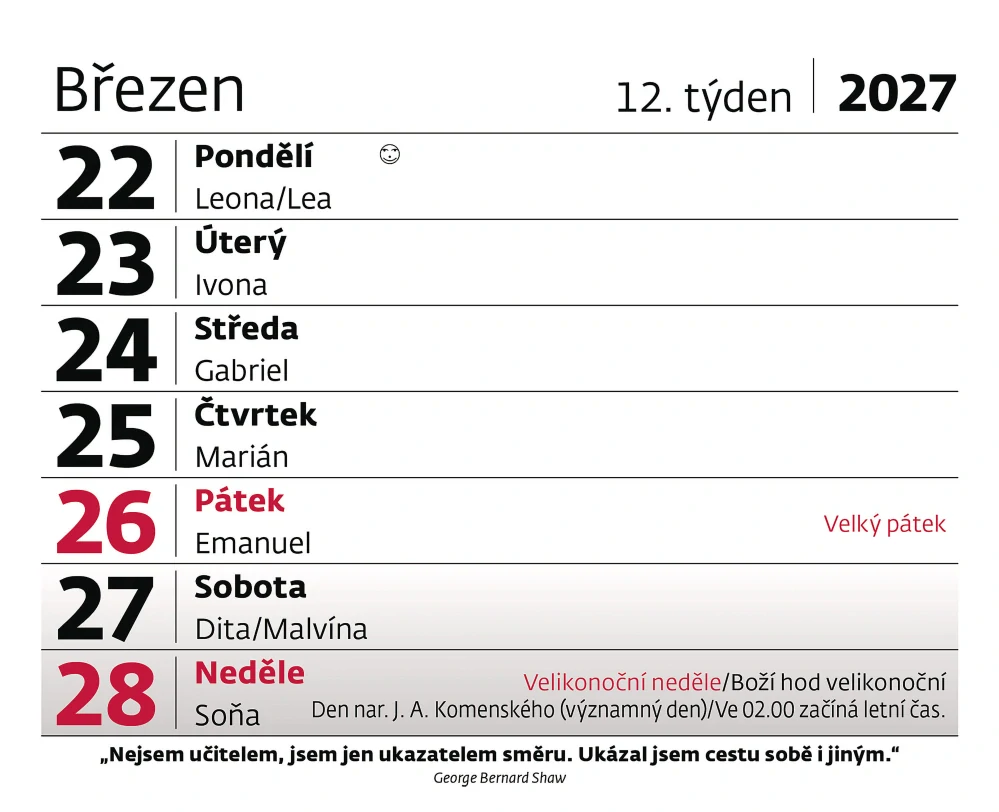 Kalendář stolní Vlčí máky S41