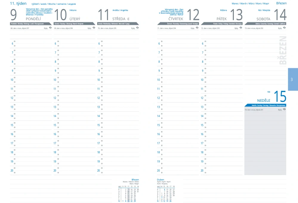 Diář týdenní B5 Vivella - koženka zelená