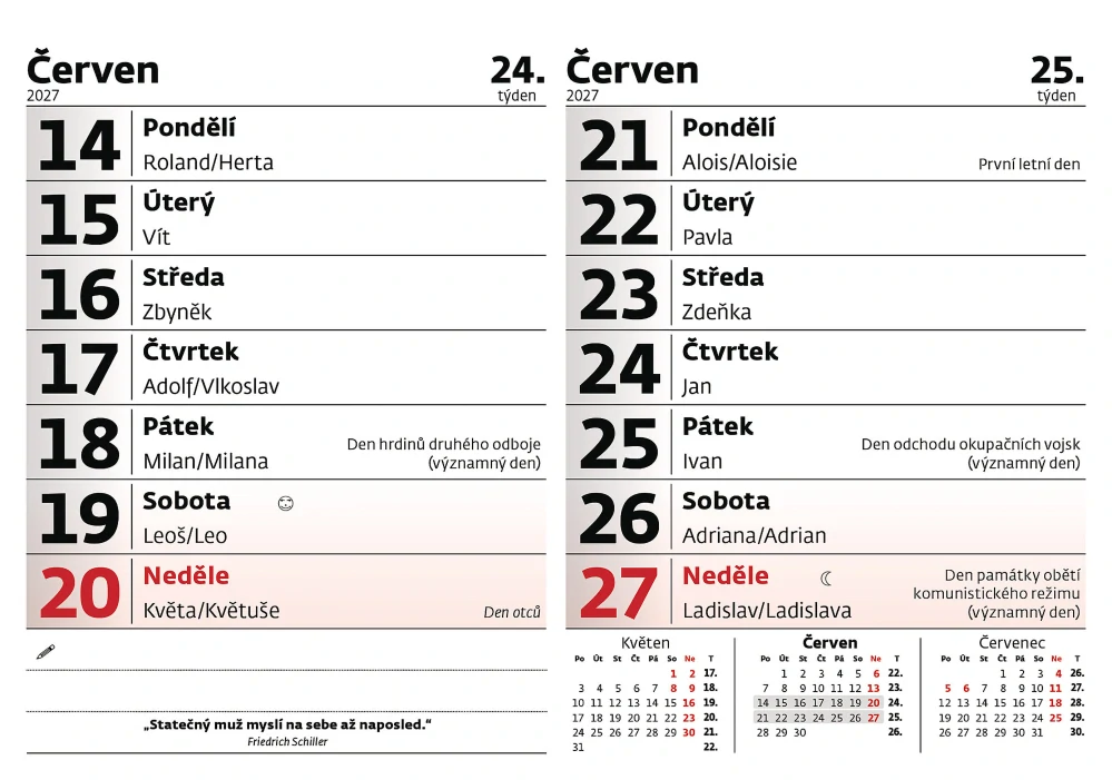 Kalendář stolní Čtrnáctidenní S39