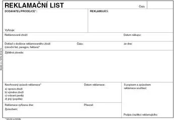 Reklamační list PT190