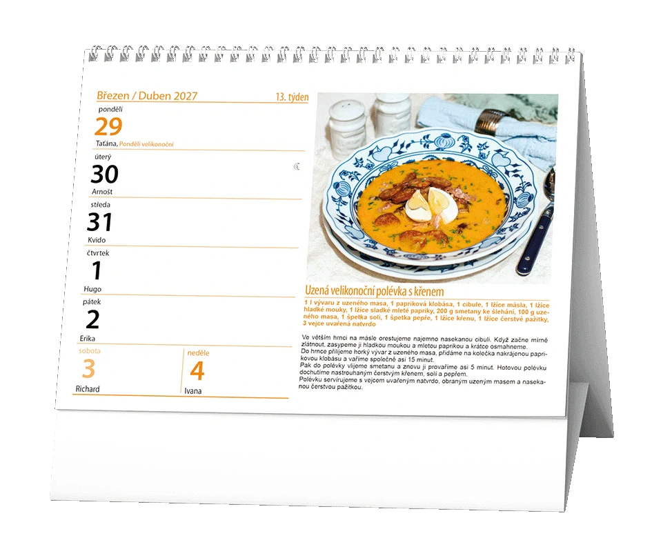 Kalendář stolní České tradiční recepty BSD8