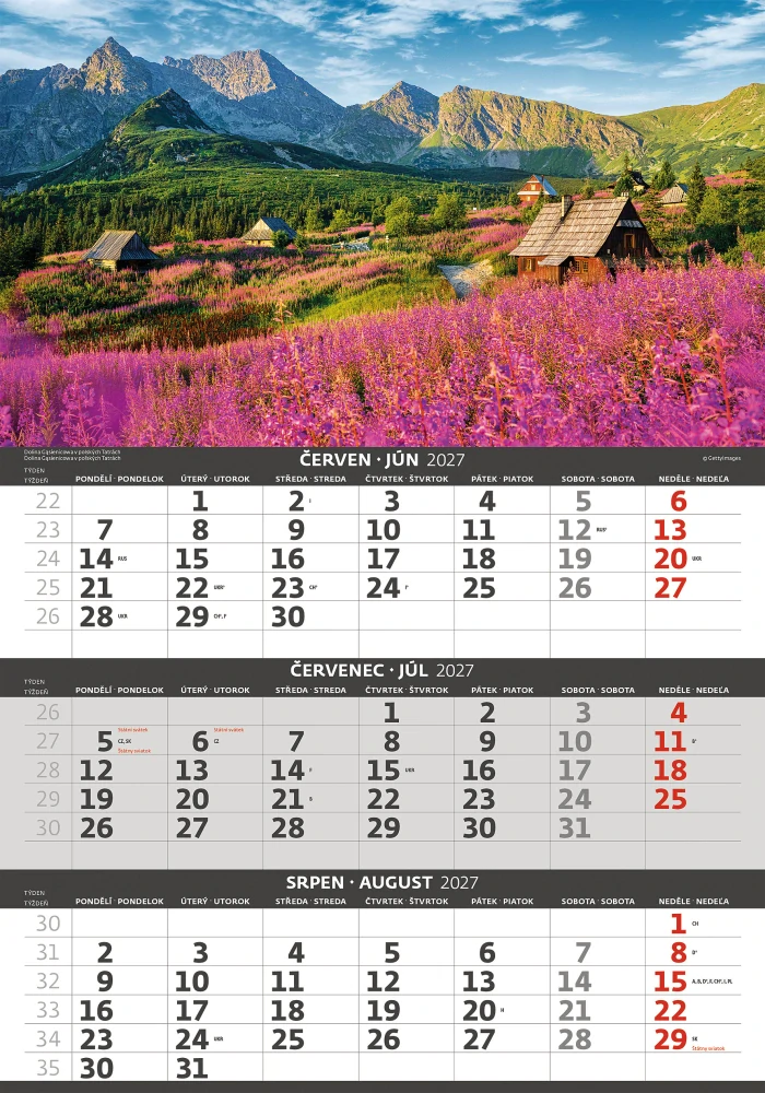 Kalendář nástěnný Tříměsíční - Hory N203