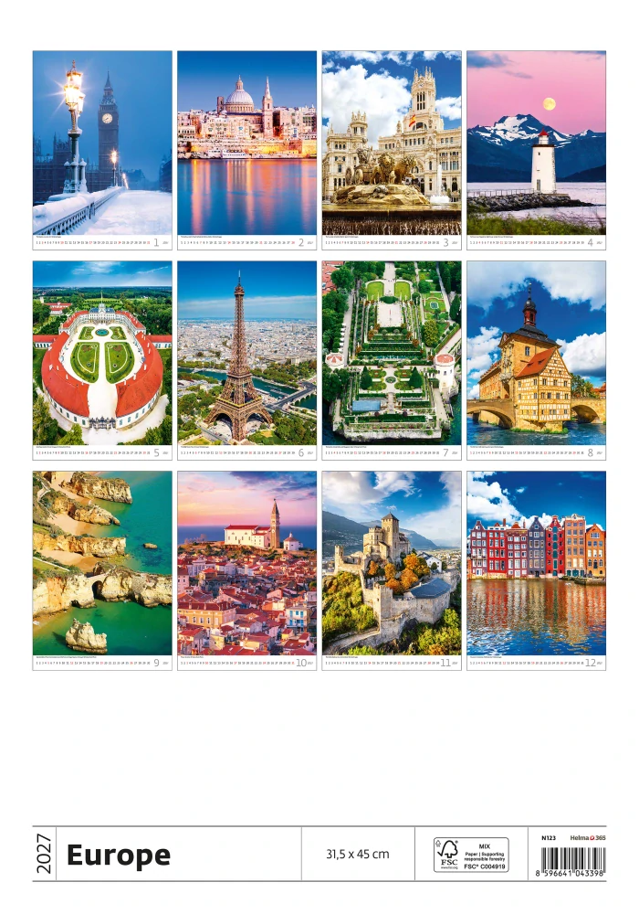 Kalendář nástěnný Europe N123