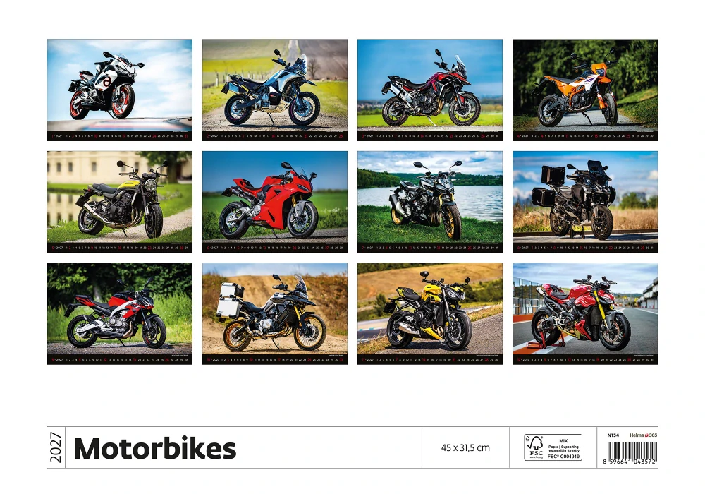 Kalendář nástěnný Motorbikes N154