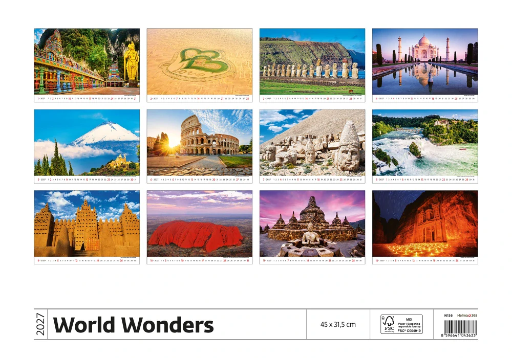 Kalendář nástěnný World Wonders N136