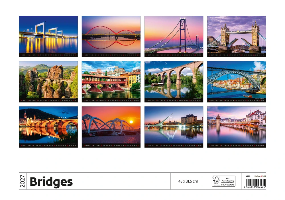 Kalendář nástěnný Bridges N129