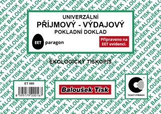 Příjmový - výdajový pokladní doklad ET060