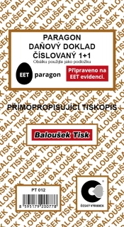 Paragon - daňový doklad číslovaný PT012